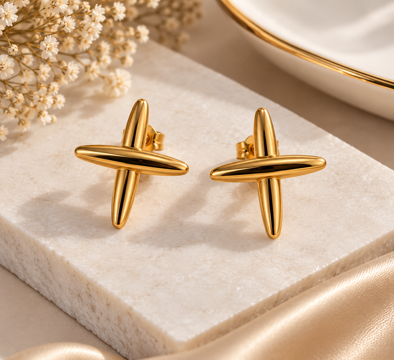 Cross Starlight Minimalist Studs
