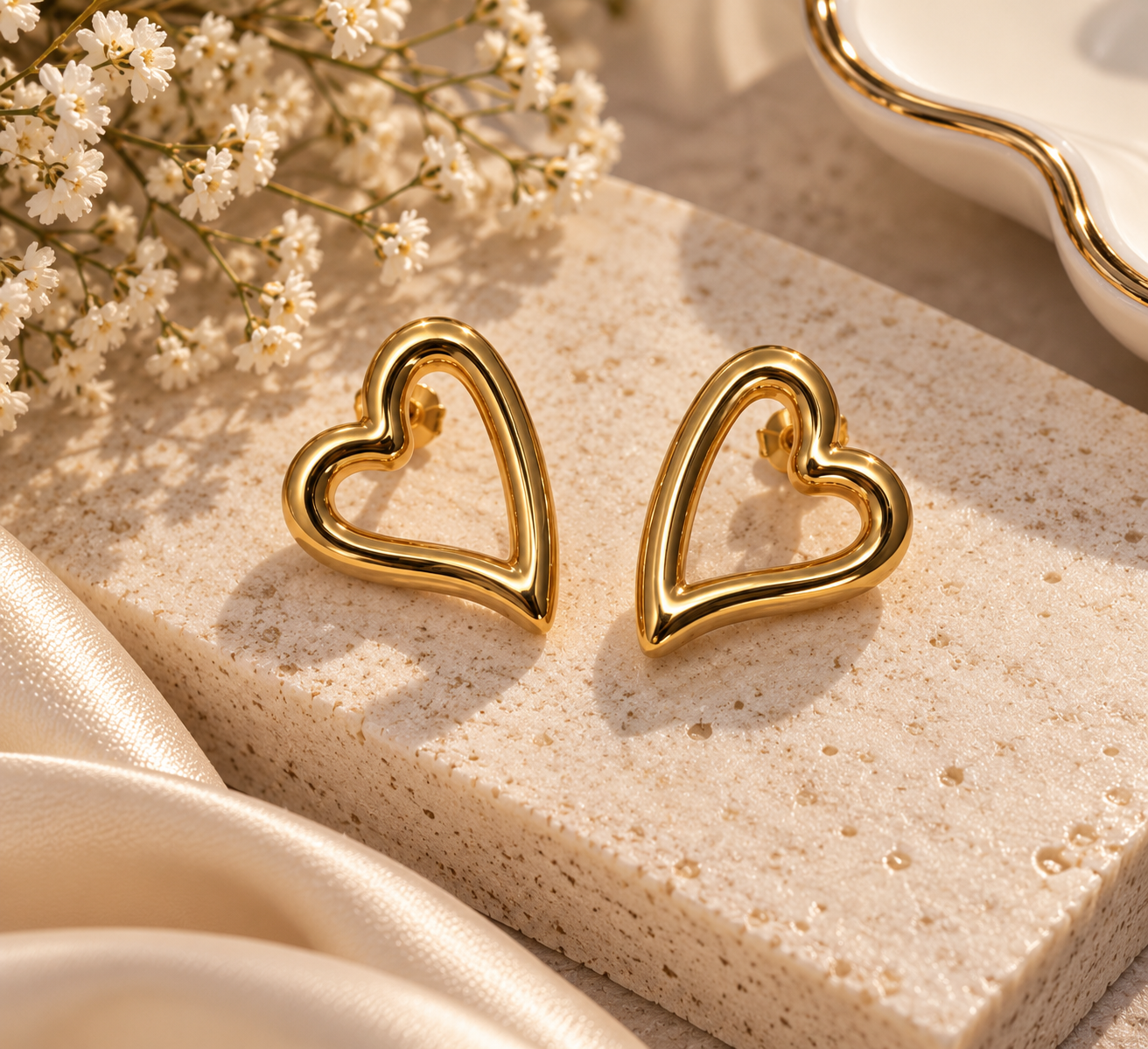 Open Heart Contour Studs