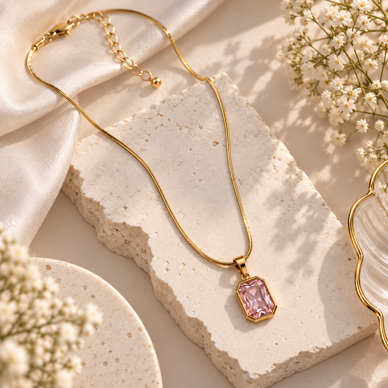 Amethyst Baguette Crystal Necklace