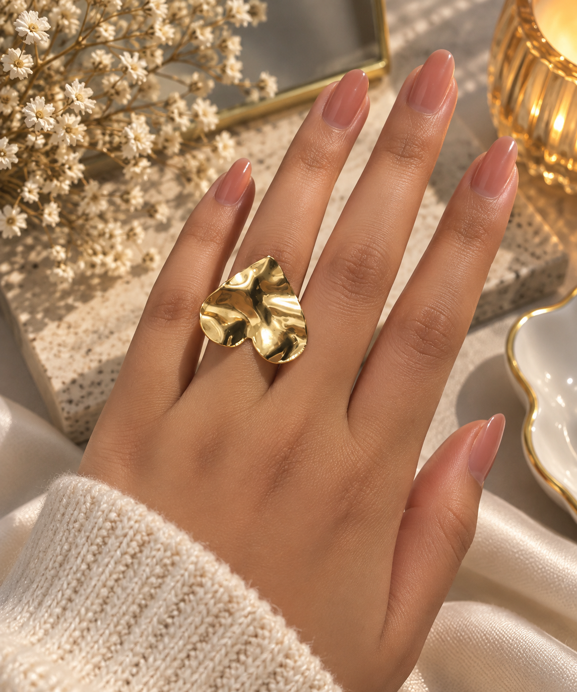 Molten Sculpted Heart Statement Ring alternate angle
